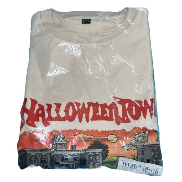 NWT Halloween Town cream Colored Long Sleeved Crewneck Top Sz 2XL - Picture 6 of 8